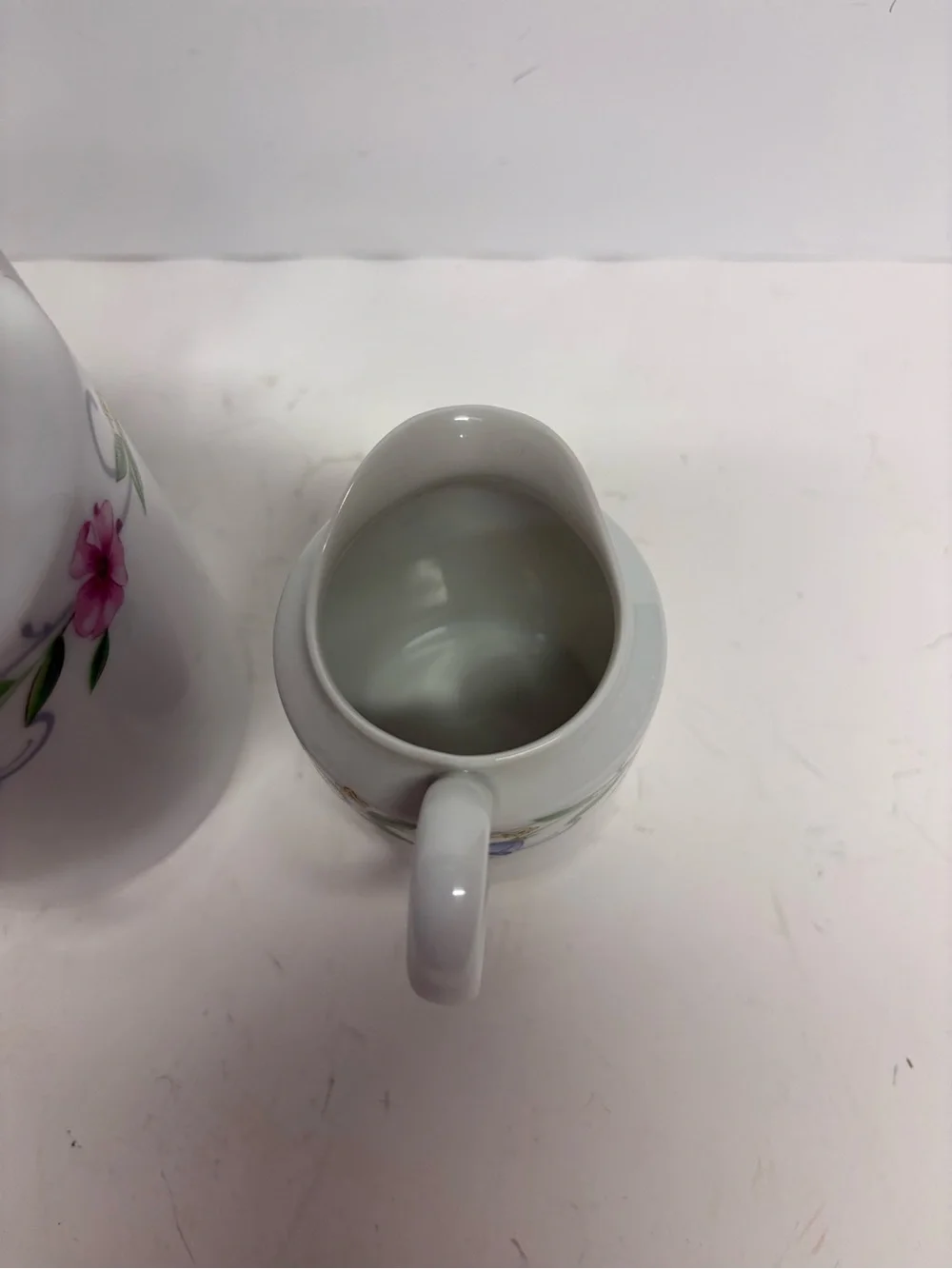 Vintage Limoges France Porcelain Floral Teapot and Creamer Set 2